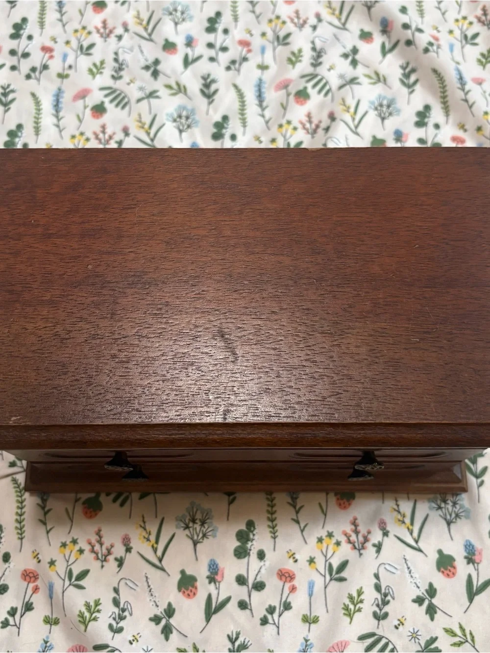 Wood Jewelry Box with Yellow Velvet Lining